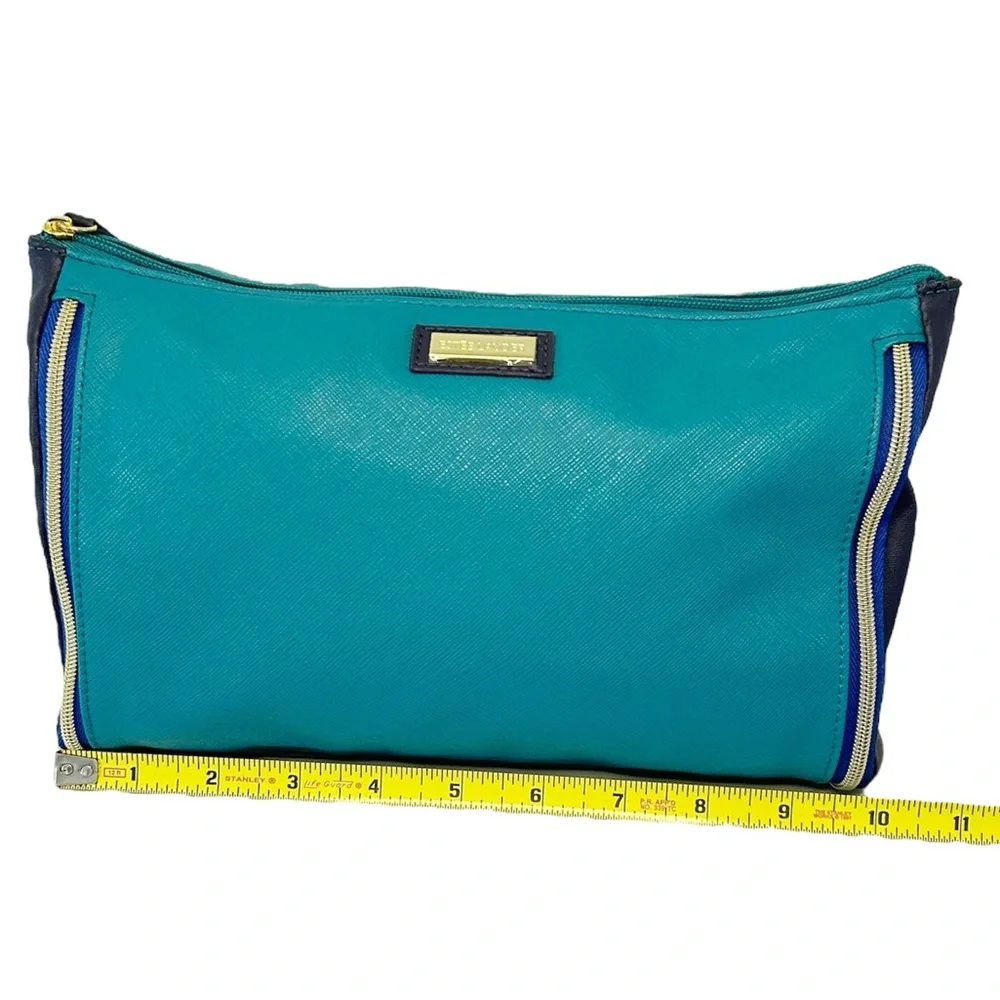 Estée Lauder Turquoise and Navy Cosmetics Bag with Zipper Accents